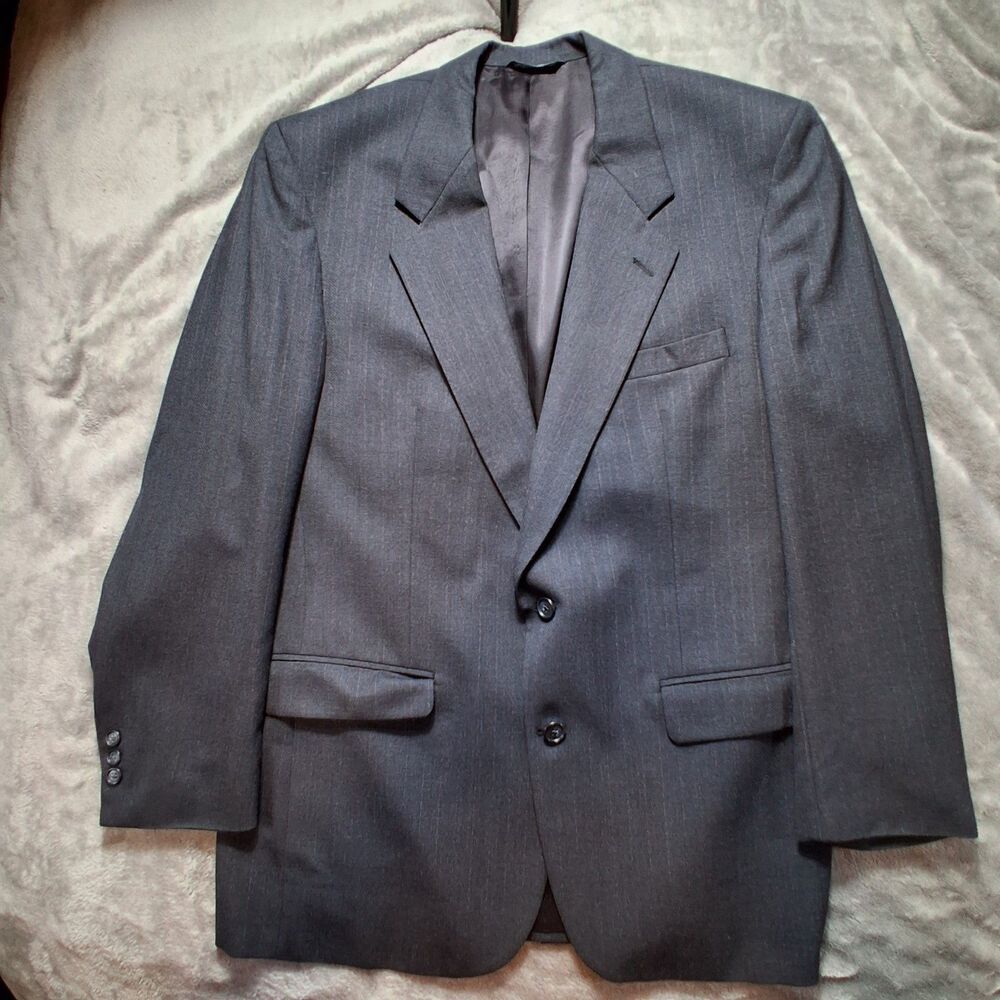 Christian Dior Monsieur Pinstripe‎ Blazer Mens Charcoal Grey 2 Button Sport Coat